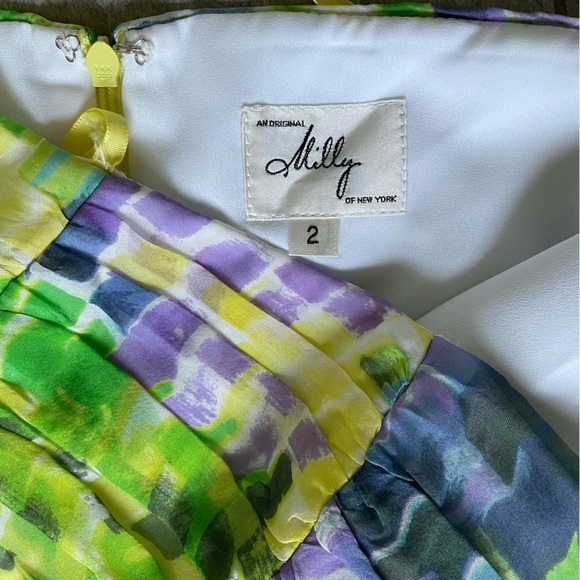 NWT Milly Watercolor Strapless Silk Dress 2 - Picture 2 of 5